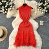 European and American fashion sleeveless dress women's summer high-end sense slim temperament fringed sweater skirt women's skirt