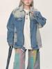 Unisex Retro Distressed Denim Jacket - New 2026 Spring/Autumn Loose Fit