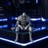 Small Desktop Art Piece 3D Printed Resting Knight Figurine, Edge Sitting Dark Fantasy Table Ornament Statue, Medieval Armored Warrior Shelf