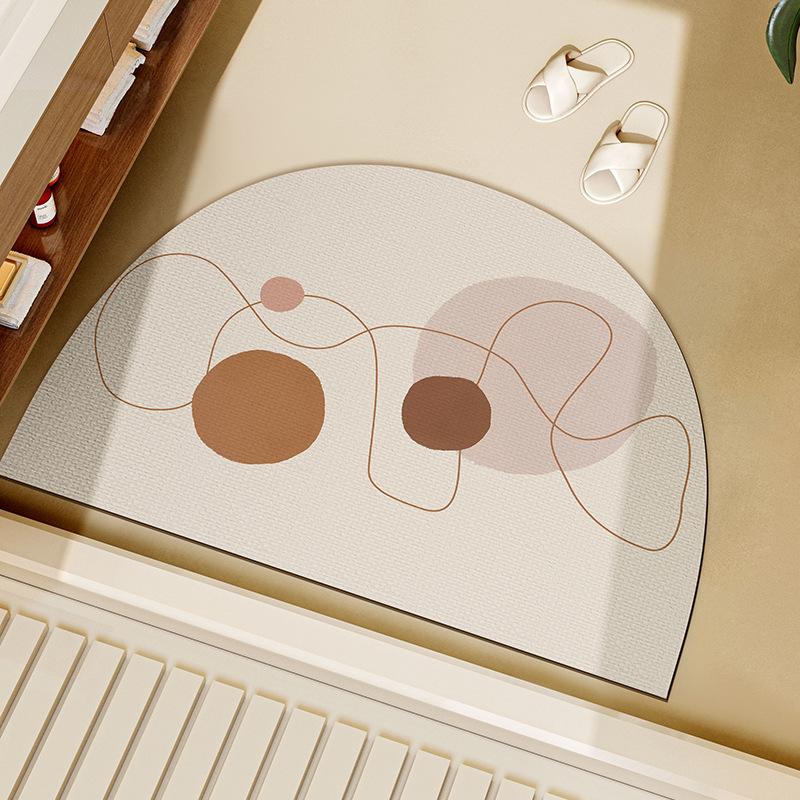 

Wasabi-wind Semicircular Bathroom Floor Mat Bathroom Diatom Mud Water Absorption Mat Quick-drying Bath Room Door Anti-slip Foot Mat 40 * 60Cm