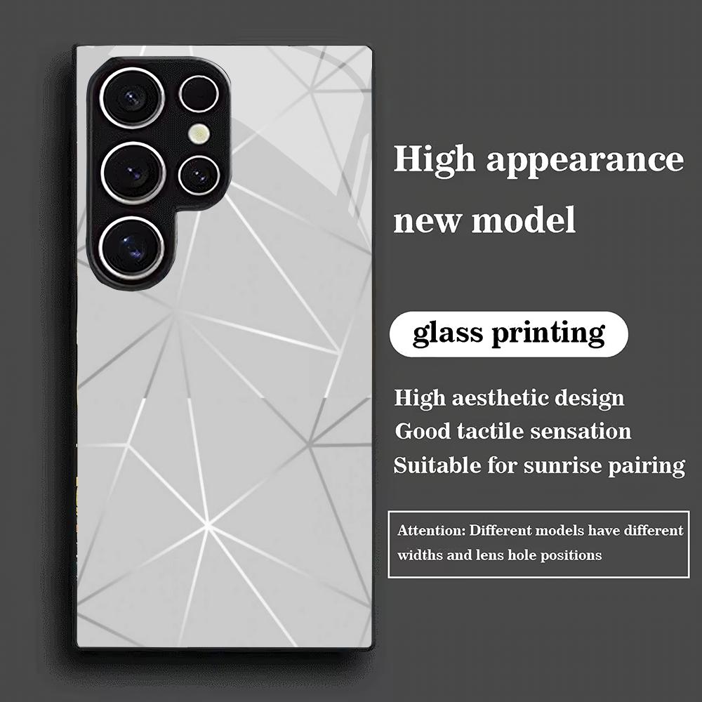 Gradient line pattern tempered glass phone case suitable for Samsung Galaxy S26 S25 S24 S23 S22 S21 S20FE/Ultra/Plus5G anti drop
