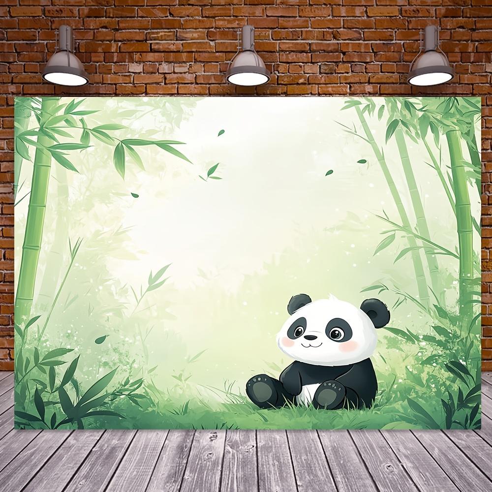 2D Plane 1 Piece of Bamboo Forest Background Banner of Giant Panda 1 Polyester Fiber Suitable for Parties and Celebrations