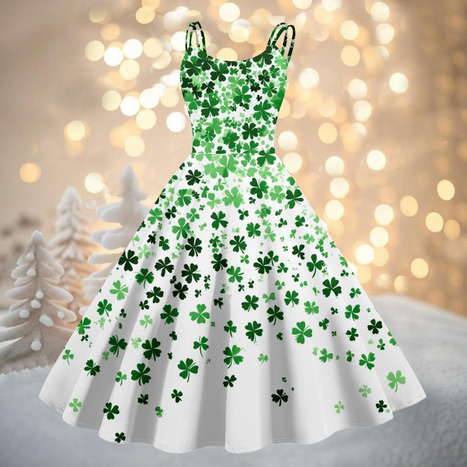 

Женская мода ул.. Сексуальное коктейльное платье без бретелек с принтом ко Дню Святого Патрика в стиле панк, винтажное платье. XXL белый