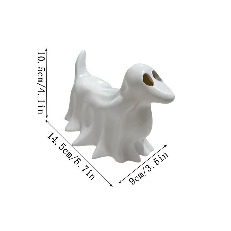 Halloween Ghost Puppy Ornament Resin Handicraft Hollow Pumpkin Home Desktop Ornament Halloween Gift