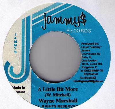 7inch Record WAYNE MARSHALL - A Little Bit More NONE Jammy's Records 2003 Jamaica Reggae, Ska & Dub Used