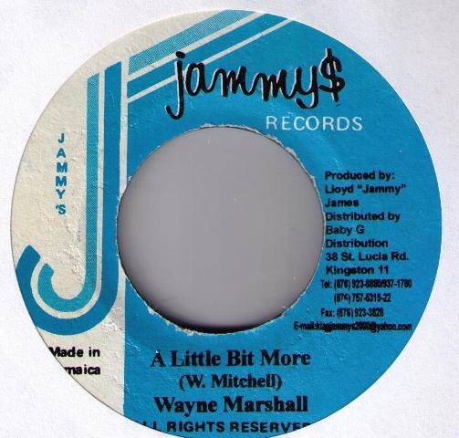 

7-дюймовая пластинка WAYNE MARSHALL - A Little Bit More NONE Jammy s Records 2003 Ямайка Регги, Ска и Даб Б/У