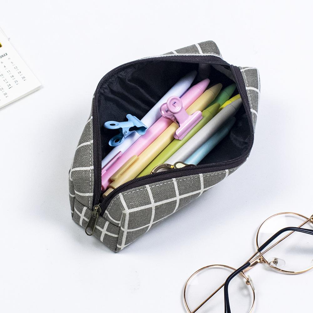 Simple Canvas Pencil Case Stationery Storage Bag Box High-end Pencil Case for Junior and Senior High School Students