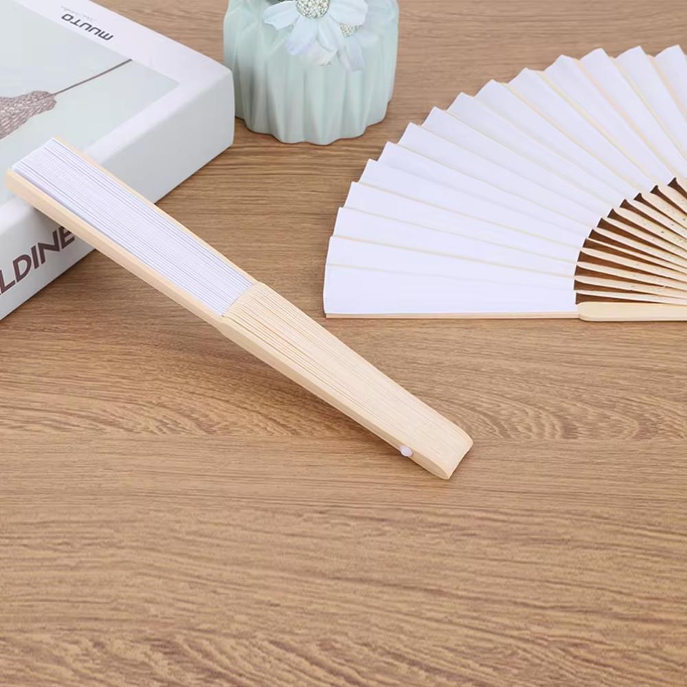 Blank White DIY Paper Decorative Fans Hand Practice Hand Held Fan Portable Hand-painted Elegant Creative for Dance Cosplay Props