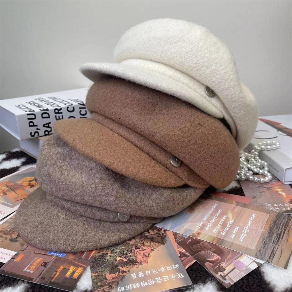 Woll-Barett für Damen Herbst Winter Vintage Gestrickt Warmes Modeaccessoire