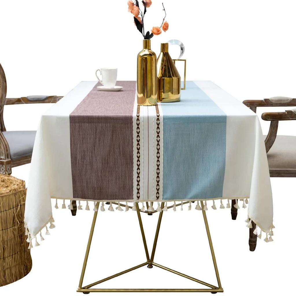 Nordic Tablecloth for Table Pastoral Decorative Linen Rectangular Tablecloth with Tassel Wedding Dining Table Cover Tea Cloth