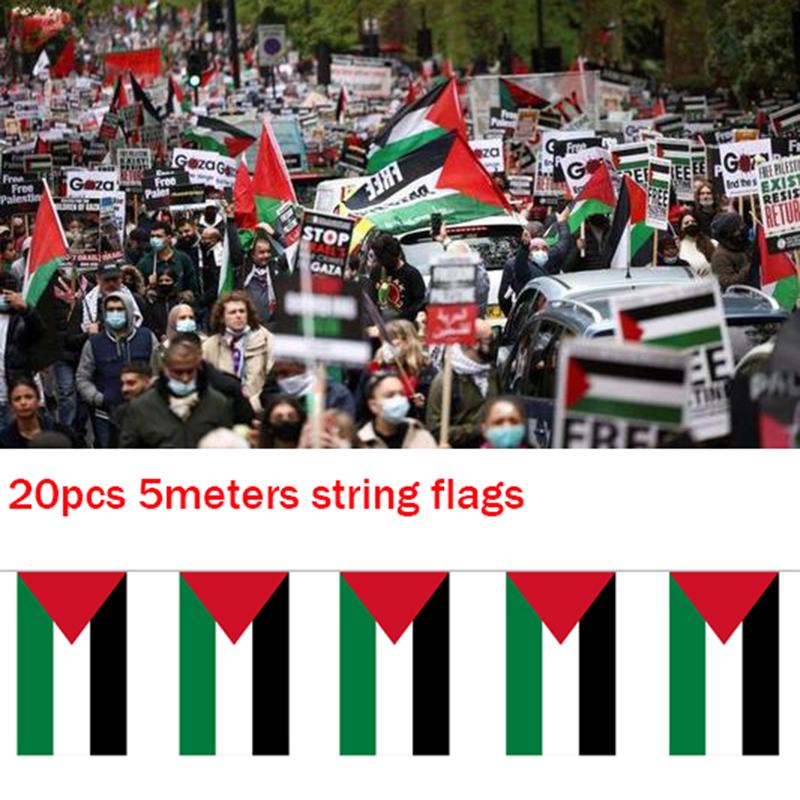 1421cm 5meter 20pcs Palestine String Flag Polyester Banners Office Home Decor