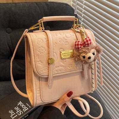 Korean Version Hot-selling Sweet College Style Graffiti Embossed Double Shoulder Back Niche Design Commuter Leisure Foreign Style Single Shoulder Wome