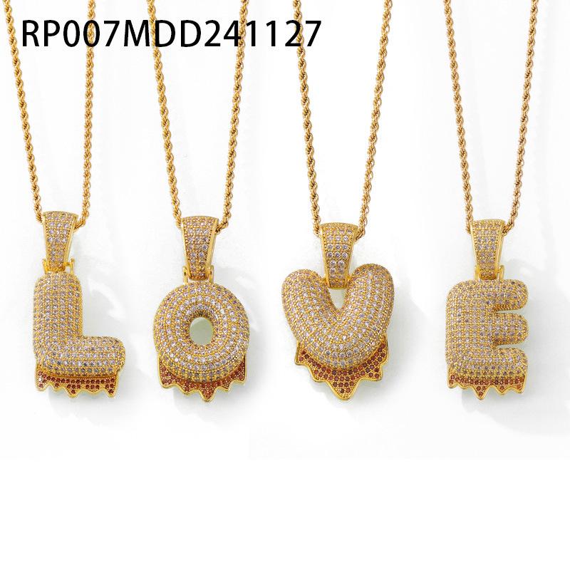 Elegant European-Style Necklace: Women's 26-Letter Diamond-Inlaid Copper Pendant on Titanium Steel Clavicle Chain