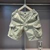 Sommer-Cargo-Shorts für Herren, Lässige Mehrzwecktaschen, Lockere Stretch-Hosen aus reiner Baumwolle, Außenbekleidung
