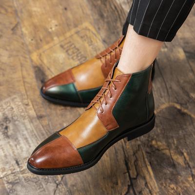 Nouvelles Bottes en Cuir Mélangé Trois Couleurs à la Mode Homme Bottes Chelsea Classiques à Lacets Homme Décontracté Style Américain Bottines Taille 38-48