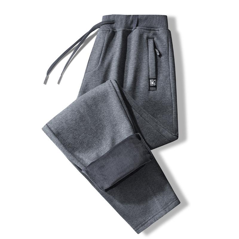 Men's Thick Winter Fleece Pants Men's Plus Size Wide Leg Sweatpants Trendy Warm Straight Leg Sports Casual Pants