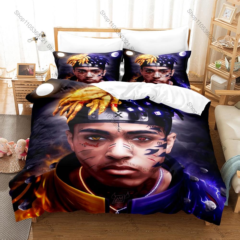 Cool Wrld Bedding Set Duvet Cover + 2 Pillowcases 999 Legends Never Die Hip Hop Rap Vintage Bedroom Emotional Rap Music Bed Line