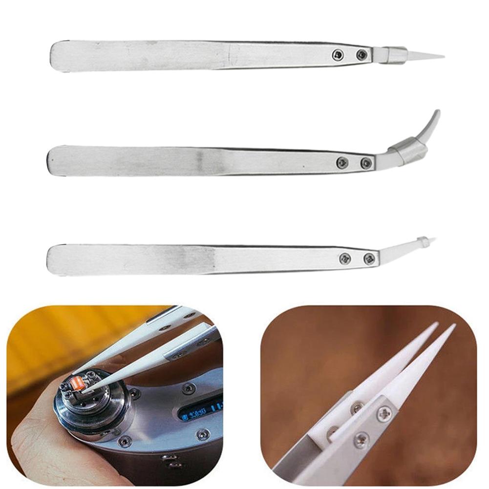 Ceramic Tweezers High Temperature Straight Tip Tweezers Wear Resistant