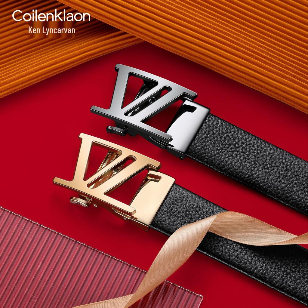 Kenlin Kavin Herren Automatikschließe Rindsleder Gürtel - Vielseitig, Hochwertiges Business Taillenband