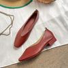 Women's Genuine Leather Multi-Color Low-Heeled Loafers Round Toe Flat Casual Versatile Shoes