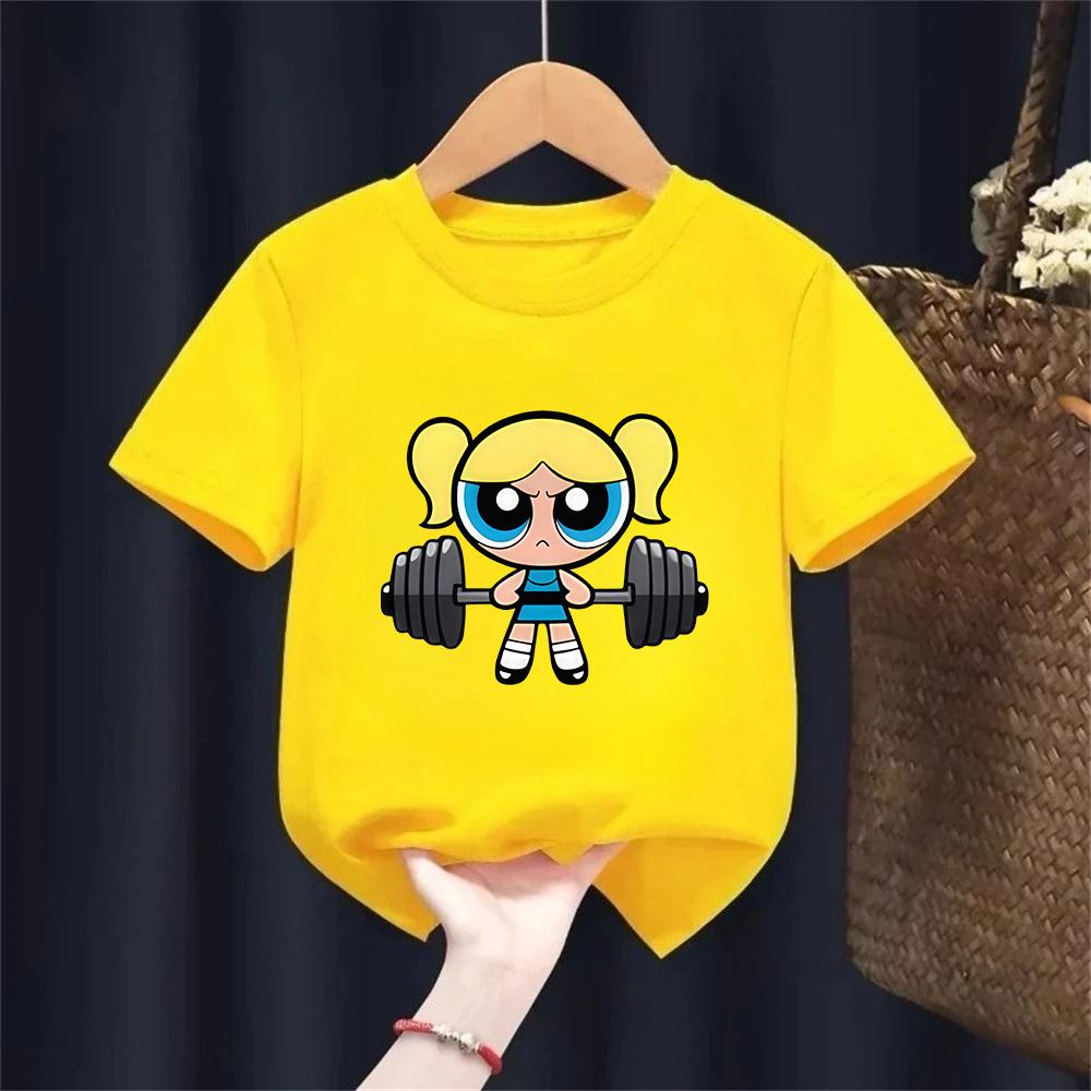 Girls Super Powerful Blouse Training Streetwear Tshirt Kids Shirt Academy Fitness Tshirt