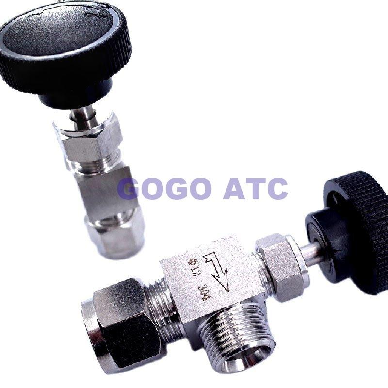 Free ship Adjustable Right angle needle 6 8 10 12mm 1/8 1/4 3/8 inch hard tube SS304 Flow Control shut off crane needle valve