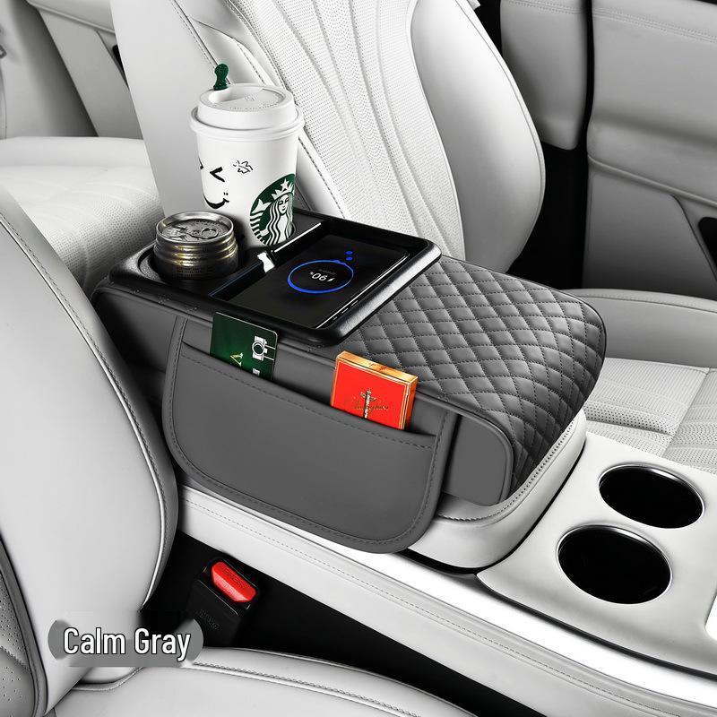 15W Kabelloses Schnellladen Auto Armlehnenpolster & Taschentuchbox mit FCC-, CE-, RoHS-Zertifizierung