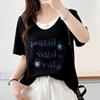 Navava Women Loose FiT LeTTering PrinTed Color Block T shirT nT3392