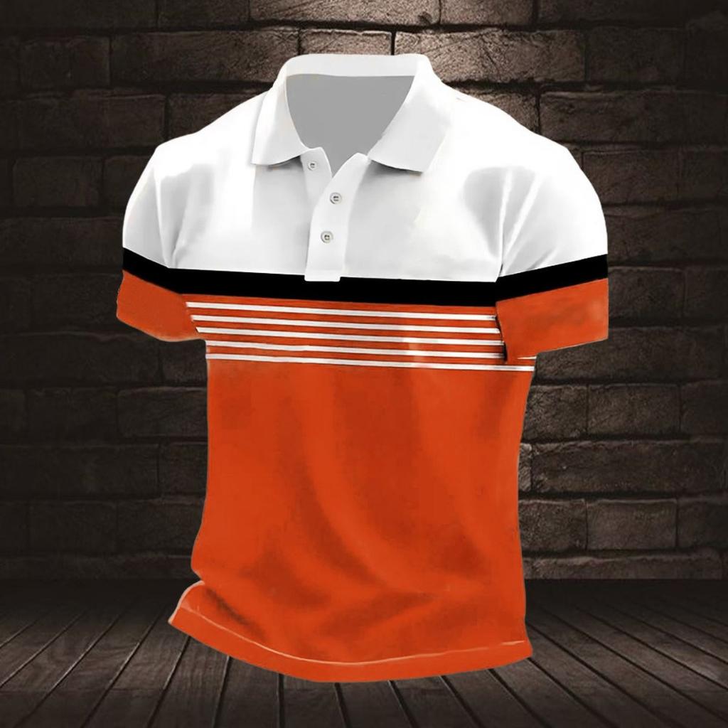 Spring Autumn Men Clothes Short Sleeve Stripe Polo Shirt Men Business Casual Tops Golf Polo Shirt