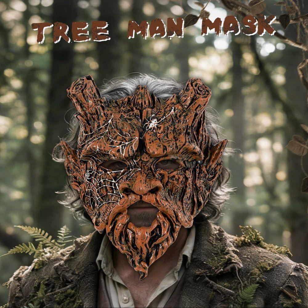 Breathable Halloween Tree Demon Mask Spider Web Pattern Tree Monster Mask Tree Man Mask Carnival