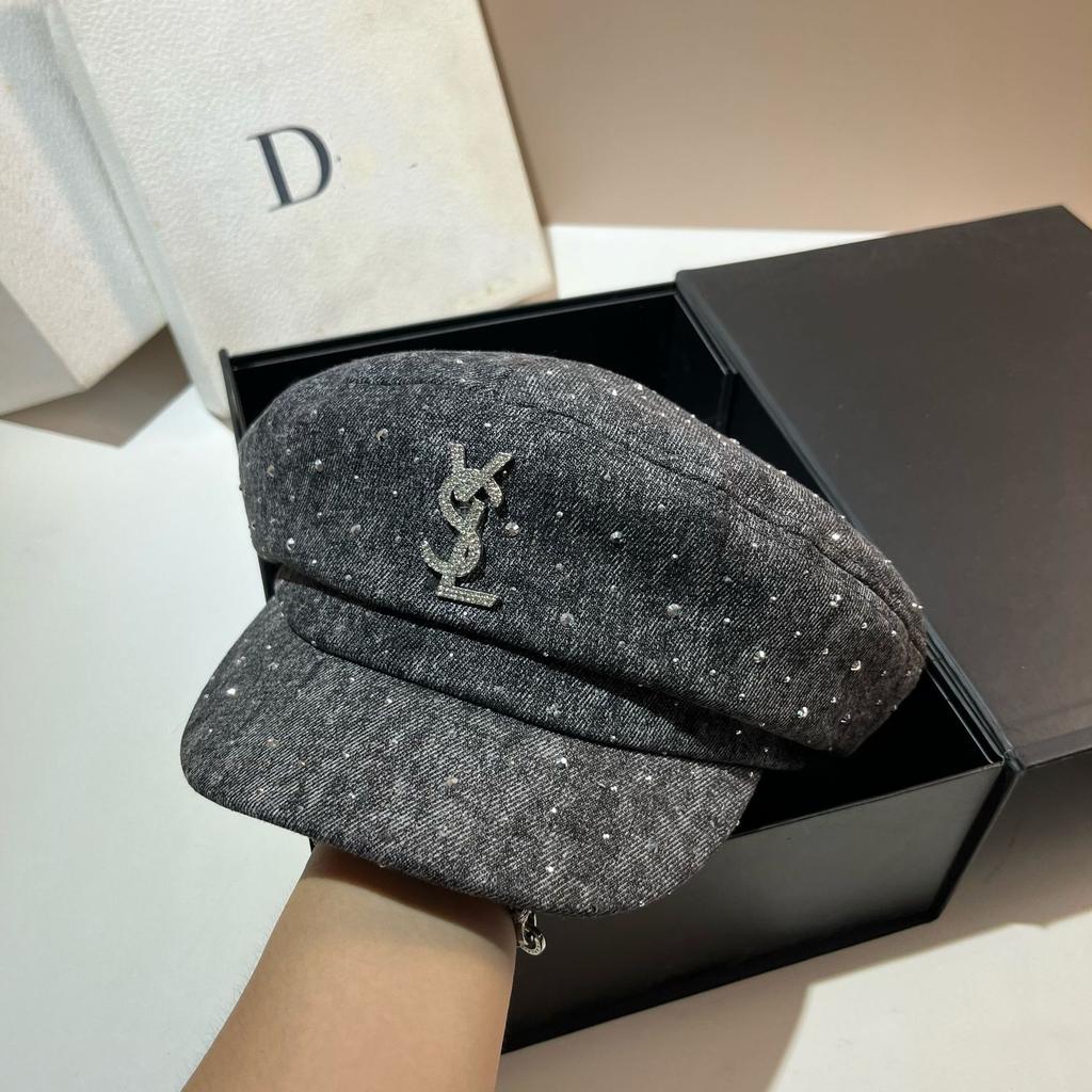 Vsl Paris Rhinestone Denim Bucket Hat Autumn Trendy Smudged Retro Forward Hat