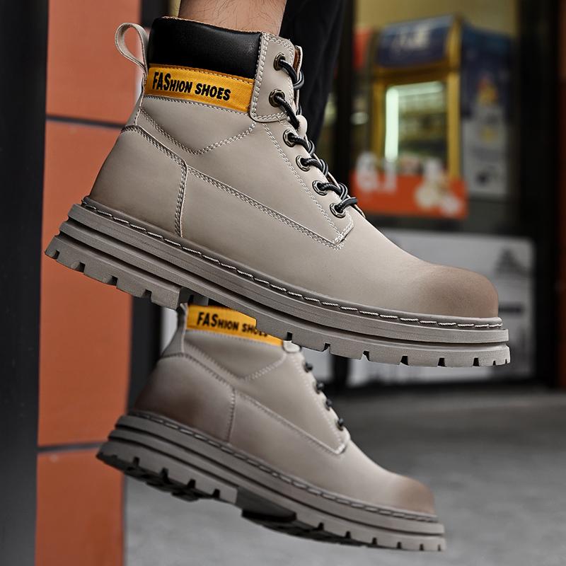 Men's Casual Retro Men's Boots High Top Three Color Seasonal Fashion Thick Soled Big Yellow Boots Men's Boots