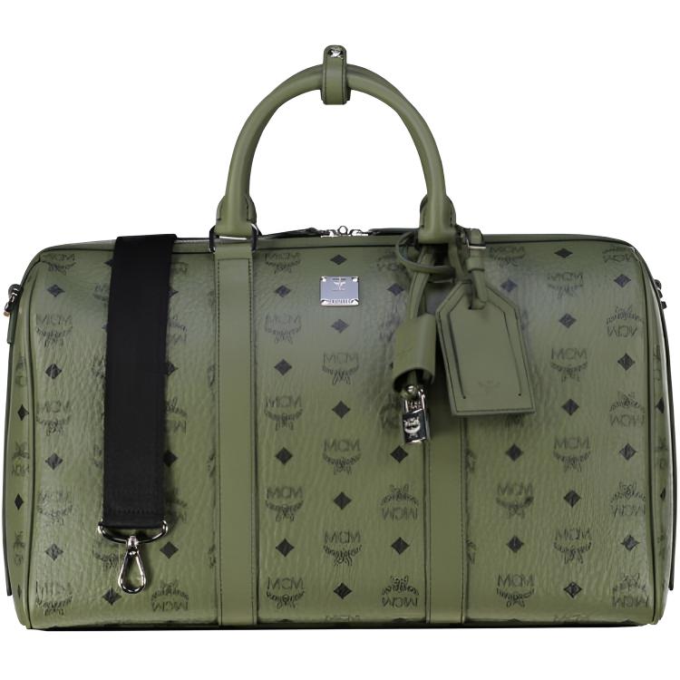 MCM Visetos Leder-Duffelbag mit abnehmbarem Riemen & Gepäckanhänger für Reisen & Geschäftsreisen