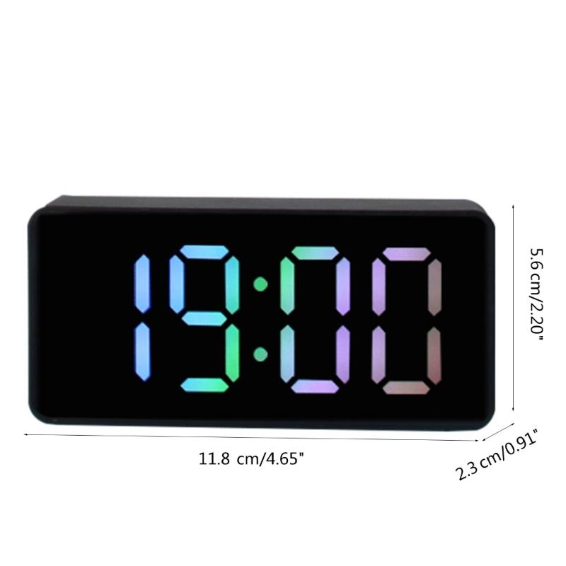 Mirror Clock Snooze Alarm Digital Timer Large Led Display Date Temperature Mute-