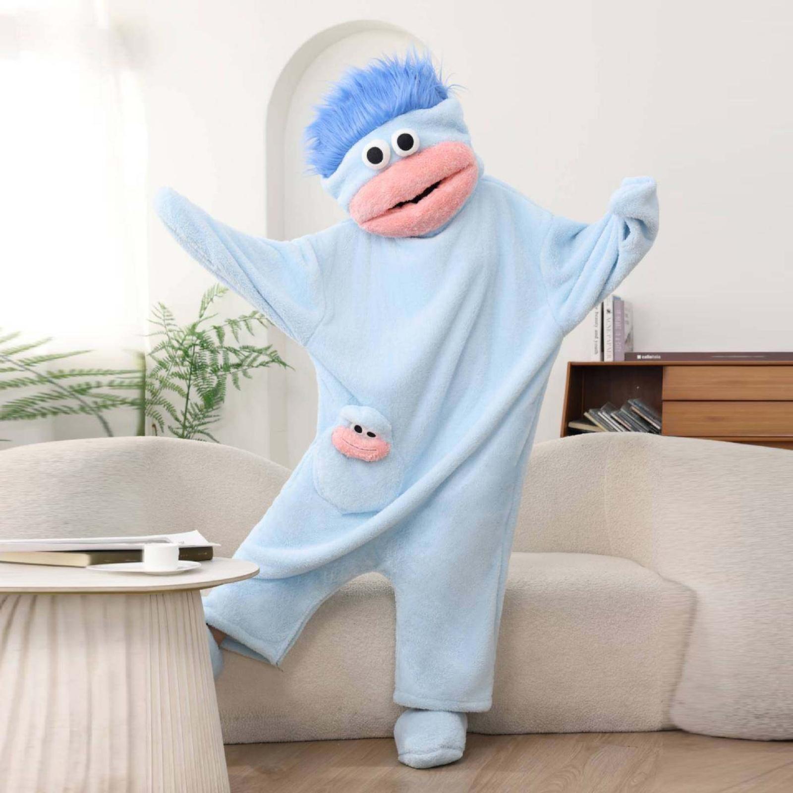 

Cute Cartoon Funny Matching Couple Pajamas For Adults And Youth XL синий