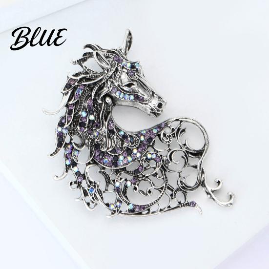 Animal Pin 1/4Pcs Retro Style Brooch Sparkling Rhinestones Inlaid Horse