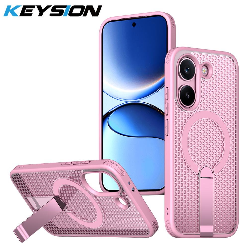 KEYSION Dutý kryt pro odvod tepla s MagSafe pro Xiaomi POCO X8 Pro Max Magnetické chlazení Skrytý stojánek Nárazuvzdorný kryt telefonu
