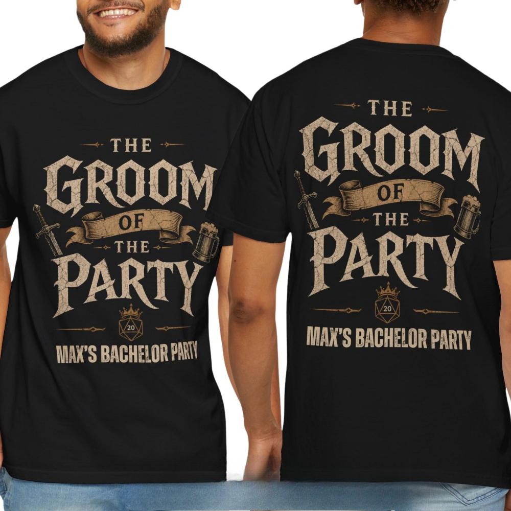 The Groom of The Party Tshirt Epic Fantasy Bachelor Party Shirts RPG Groom Tee Vintage Medieval Style Gift Shirt Unisex Cotton Tops