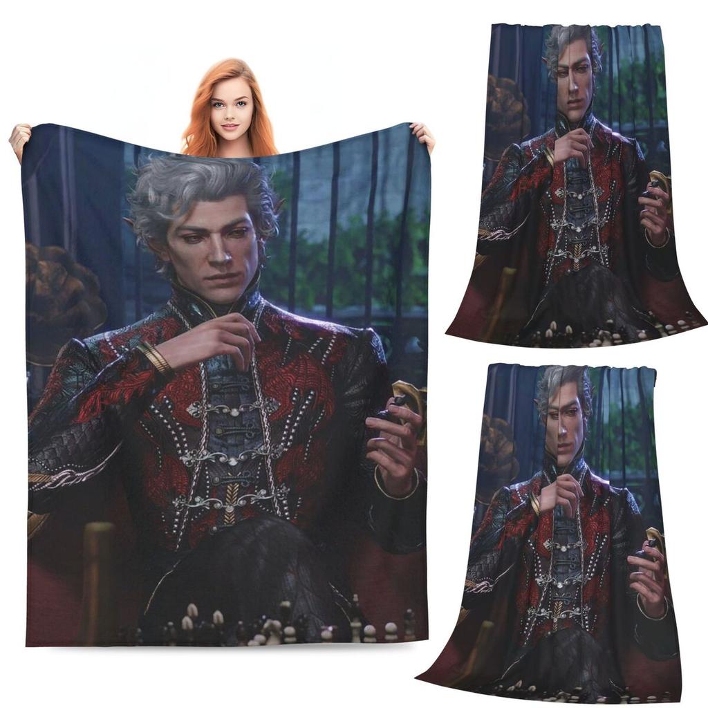 Baldur's Gate 3 Astarion Vampir Charakter Decke Weich Warm Flanell Überwurfdecke Bettwäsche für Bett Wohnzimmer Reise Zuhause Sofa