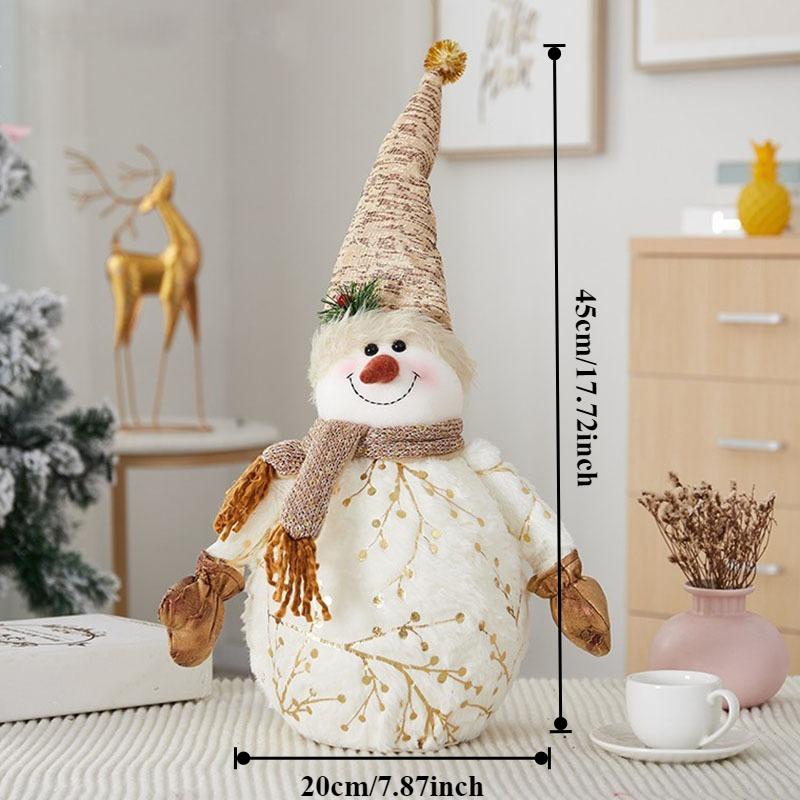 Plush Snowman Decoration Set - Snowman with Pointy/Double Hat - Christmas Decorations, Soft and Festive Table Decorations