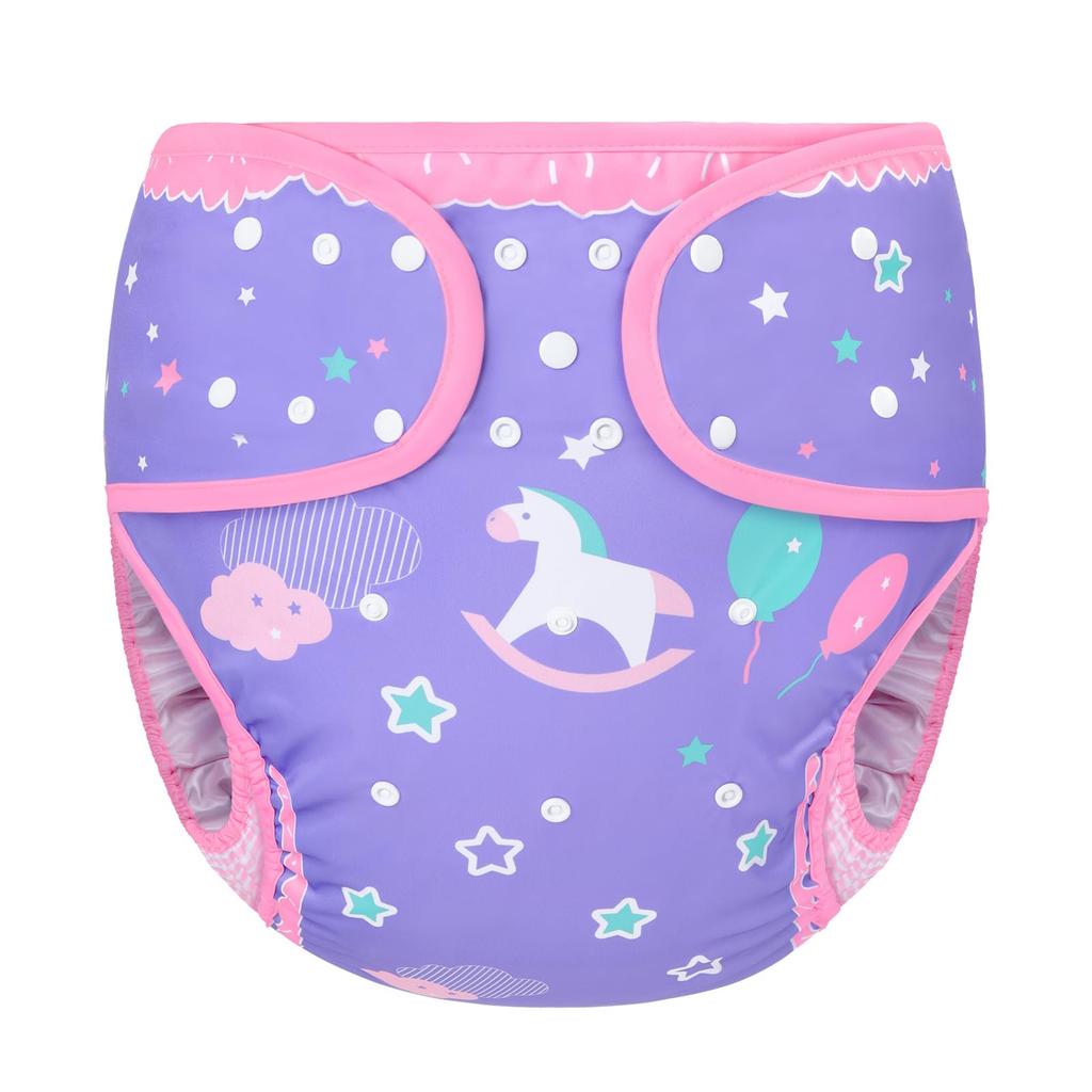 LittleForBig Adult Diaper Cover, Cute Little Fantasy Print, Adjustable Waist and Length, Snap Closure, Leak-Proof, Breathable, Washable