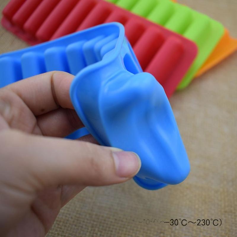 10 Grids Long Strip Shape Silicone Ice Cube Mould Non-Stick Stick Shape Ice Tray DIY Biscuit Baking Mould Jelly Chocolate Mold