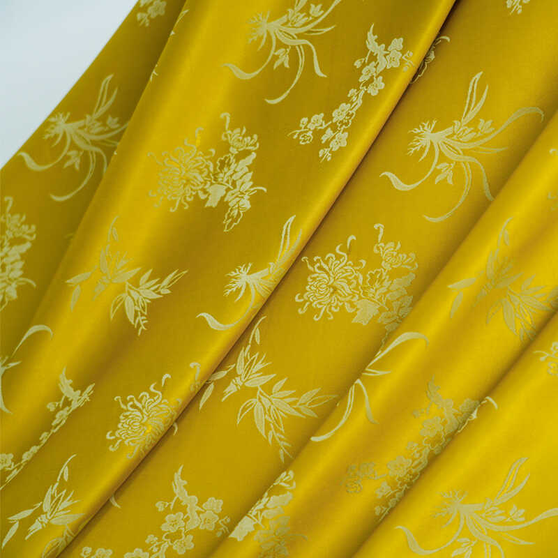 Chinese Style Ancient-style Cotton Bird Patterned Hollowed-out Fabric Flowered Jacquard Silk Satin Fabric Dress Shirt Cheongsam