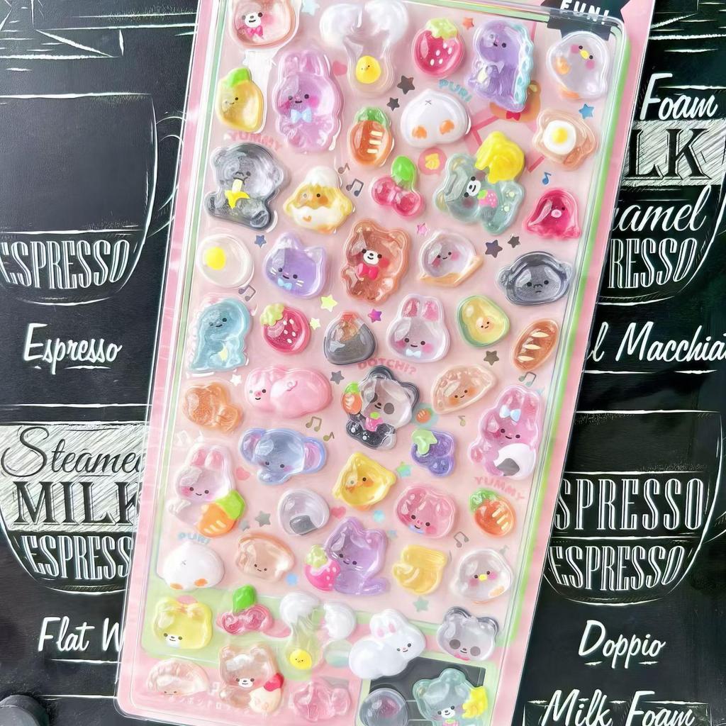 3D Crystal Cartoon Bubble Stickers for Kids Journals