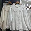 1116 Spring New Women's Crew Neck Japanese Cotton Shirt Loose Shirt Mori Top Cardigan Long Sleeve Small Fresh