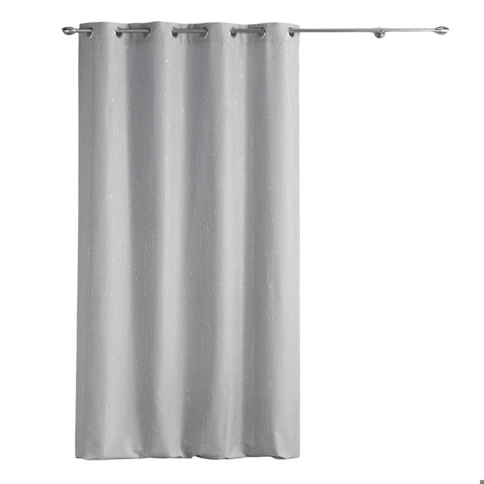 Rideau à œillets - EDEN - Filliane - Gris - 140 x 260 cm - Filaments verticaux argentés