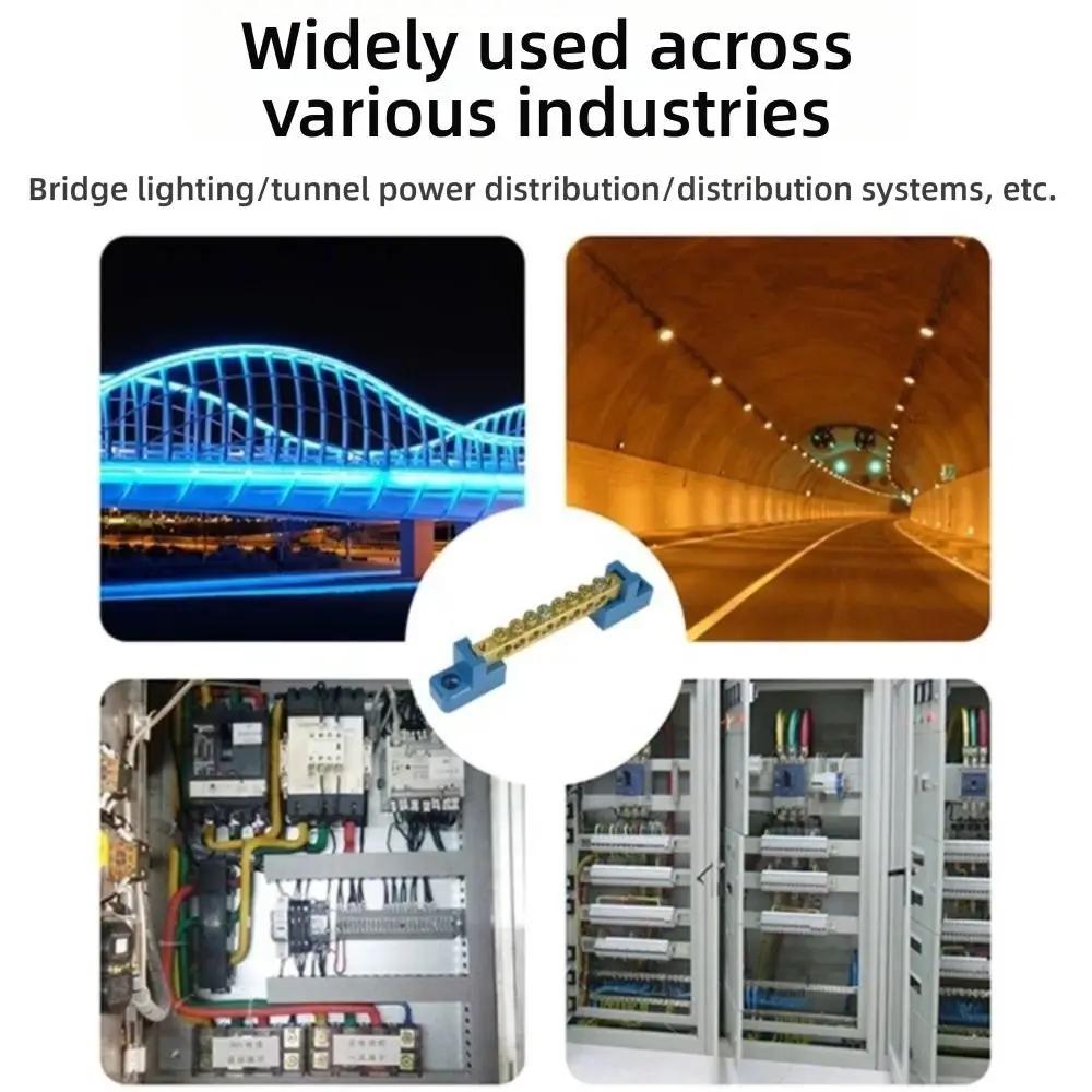 New 6*9 Copper Ground Bar 4/6/8/10/12 Hole High Bridge Type Zero Ground Wiring Connection Din Rail Terminal Distribution Box