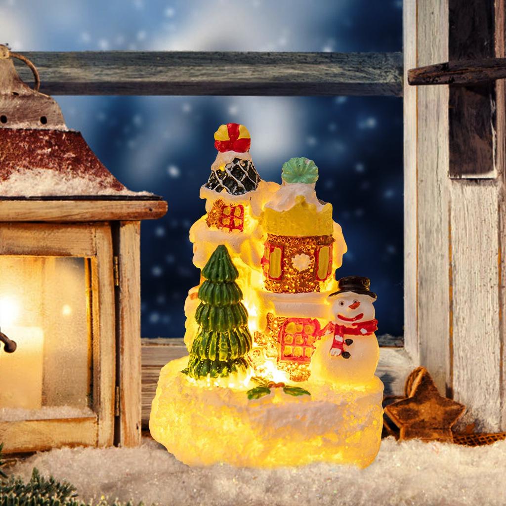 Christmas Home Decorative Miniature Figurine Winter Village Resin Mini Statues For Christmas Party Accessories Gifts