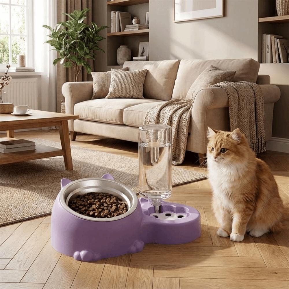 Large Capacity Automatic Pet Feeder Neck Protection Pet Food Bowl for Cats Dogs