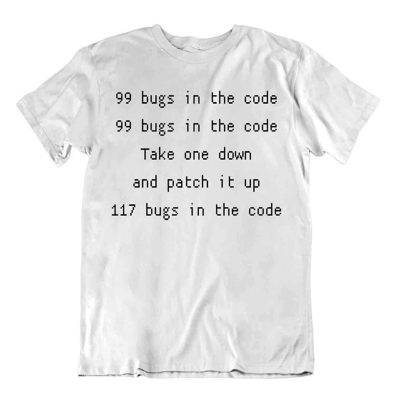 Code Bugs Joke Tshirt Programmer T-Shirt Patch It Up Tee Comic Shirt 4XL